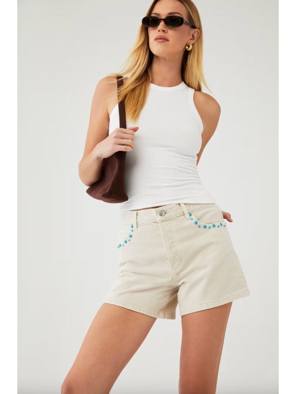 Rolla's Lou Gem Denim Shorts Off White Womens Size 32